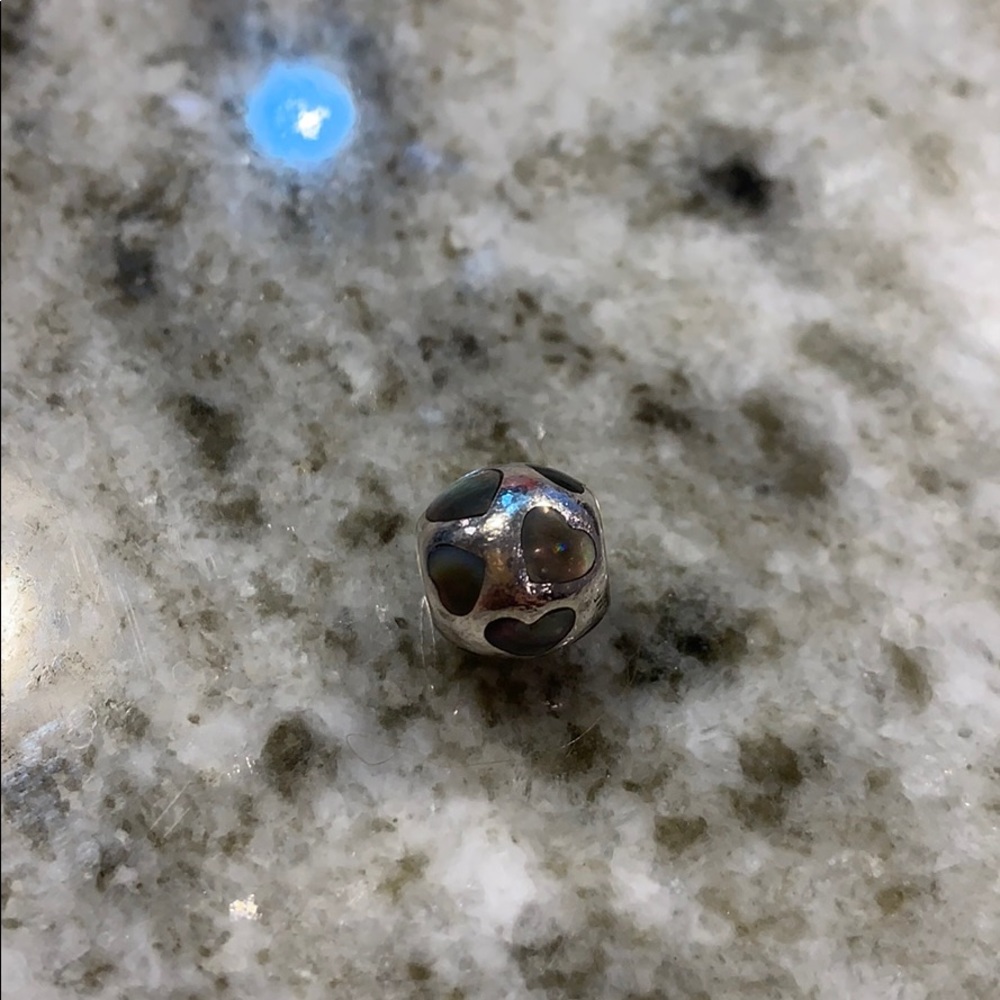 Pandora Black Mother of Pearl Hearts Charm